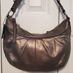 EUC Coach Soho Pleated Hobo Bag, Pewter Leather